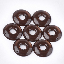 Translucent Resin Pendants, Donut/Pi Disc, Coconut Brown, Donut Width: 13mm, 27.5x4.5mm, Hole: 1.5mm(RESI-S374-19B)