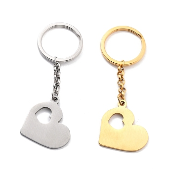 304 Stainless Steel Keychain, Stamping Blank Tag, Heart in Heart, Mixed Color, 90mm