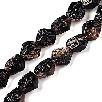 Electroplate Glass Beads Strands, Nuggets, Black, 13.5~14x13.5x10mm, Hole: 0.9mm, about 49~50pcs/strand, 26.97~27.56 inch(68.5~70cm)