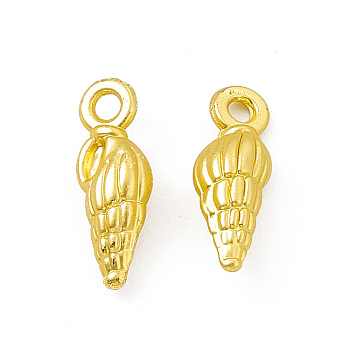 Rack Plating Alloy Charms, Cadmium Free & Lead Free & Nickle Free, Conch, Matte Gold Color, 14.5x4.5x4mm, Hole: 1.6mm