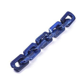 Handmade Acrylic Cable Chains, Imitation Gemstone, Rectangle, Royal Blue, 30x20x5mm, about 39.37 inch(1m)/strand