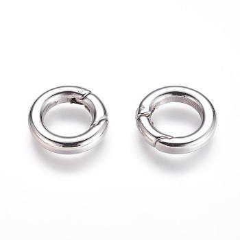 304 Stainless Steel Spring Gate Rings, O Rings, Stainless Steel Color, 6 Gauge, 18x4mm, Inner Diameter: 11mm