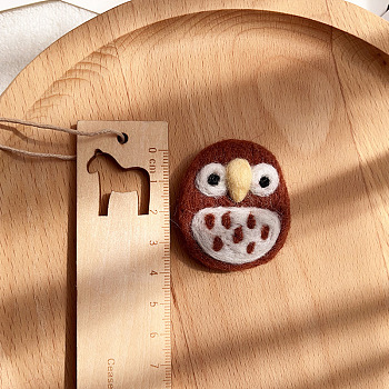 Handmade Wool Felt Craft, DIY Ornament Accessories for Car Decor Hair Clip Fridge Magnet Phone Case Brooch, Owl, 50mm