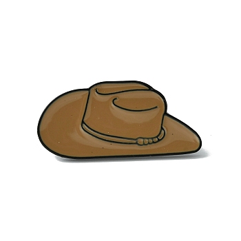 Black Alloy Brooches, Cowboy Hat Enamel Pins, for Backpack Clothes, Camel, 14.5x31x1.5mm