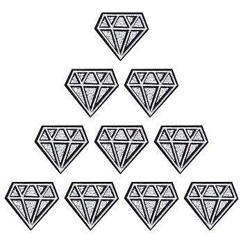 Diamond Computerized Embroidery Cloth Iron On/Sew On Patches, Costume Accessories, Appliques, Crystal, 64x70x2.5mm