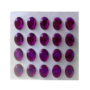 Transparent Acrylic Rhinestone Sticker, DIY Nail Art, Car, Mobile Phone Decoration, Oval, Medium Violet Red, 14x10x3.5mm, 20pcs/sheet