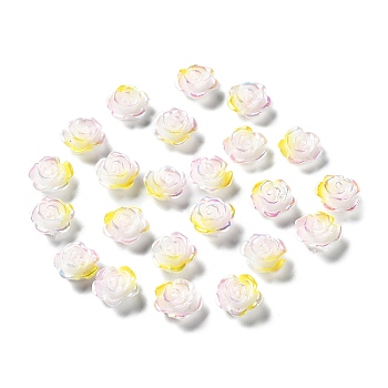 Tricolor Opaque Resin Cabochons, Rainbow Color Flower, Yellow, 10x10x4.5mm