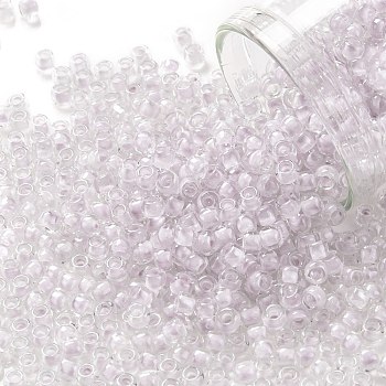 TOHO Round Seed Beads, Japanese Seed Beads, (1066) Pale Purple Lined Crystal, 8/0, 3mm, Hole: 1mm, about 1110pcs/50g