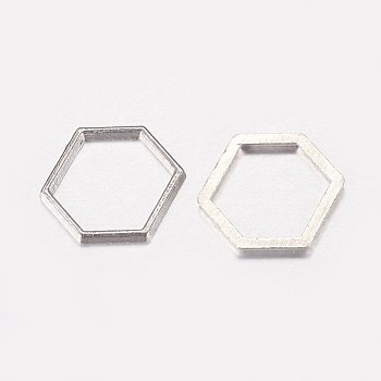 Alloy Linking Rings, Hexagon, Platinum, 12x14x1mm