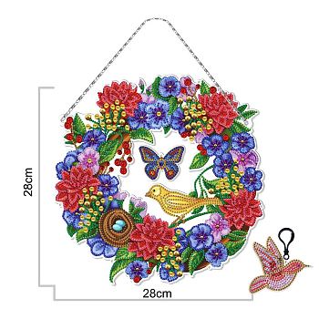 DIY Plastic Hanging Sign Diamond Painting Kit, for Home Decorations, Wreath, Mixed Color, 280x280mm