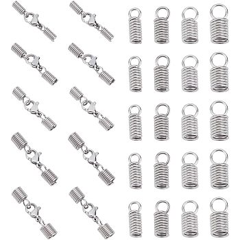 DIY Jewelry Making Finding Kit, Including 304 Stainless Steel Cord Coil & Lobster Claw Clasps, Stainless Steel Color, 150pcs/box