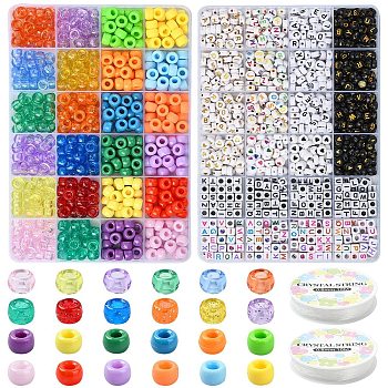 DIY Acrylic Beads Bracelets Jewelry Making Kits, Mixed Color, 6~9x0.8~6x0.8~6mm, Hole: 1~3.8mm