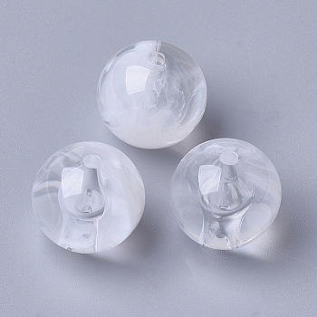 Acrylic Beads, Imitation Gemstone, Round, Clear & White, 15.5x15mm, Hole: 2mm, about 210pcs/500g