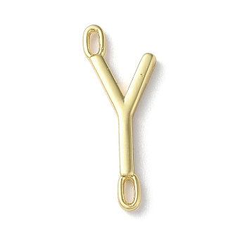 Rack Plating Brass Connector Charms, Cadmium Free & Lead Free, Long-Lasting Plated, Real 18K Gold Plated, Letter Y, 22.5x8.5x1.5mm, Hole: 3x0.8mm