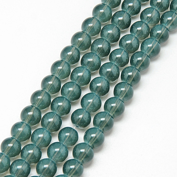 Baking Painted Glass Beads Strands, Imitation Opalite, Round, Dark Slate Gray, 8mm, Hole: 1.3~1.6mm, about 100pcs/strand, 31.4 inch