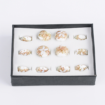 Ocean Style Flat Round Handmade Lampwork Beads, Tan, 20~21x9~11mm, Hole: 2mm, about 12pcs/box