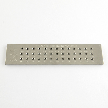 39 Round Hole Tungsten Carbide Drawplates, Stainless Steel Color, 205x46x6mm,  Hole: 0.26~2.8mm