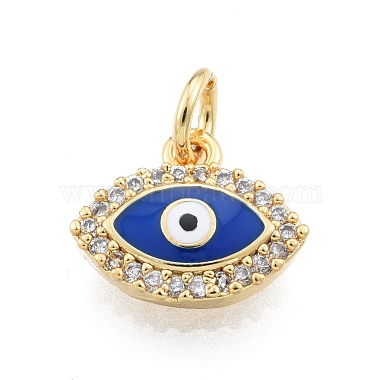 Golden Blue Evil Eye Brass+Cubic Zirconia+Enamel Charms