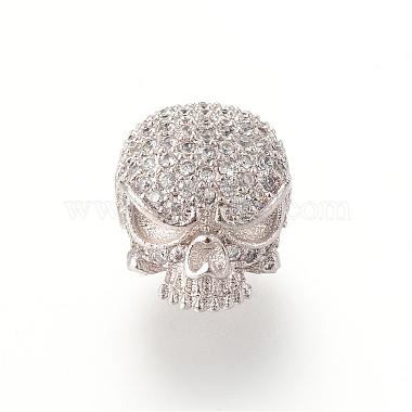 11mm Skull Brass+Cubic Zirconia Beads