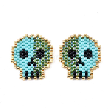 Turquoise Skull Glass Pendants