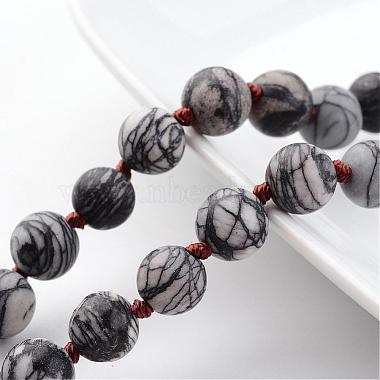 Natural Black Silk Stone/Netstone Necklaces(NJEW-D264-09)-2