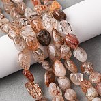 Natural Rutilated Quartz Beads Strands, Nuggets, Tumbled Stone, 7.5~14.5x7.5~12x5.5~8.5mm, Hole: 0.8mm, about 37~39pcs/strand, 15.75''(40cm)(G-P568-C10-01)