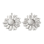 304 Stainless Steel Pendants, Sunlower Charm, Stainless Steel Color, 31x30x3mm, Hole: 1.4mm(STAS-P440-05P)