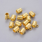 Tibetan Style Alloy Tube Bails, Loop Bails, Lead Free & Cadmium Free, Bail Beads, Column, Golden, 9x7mm, Hole: 2.5mm(K095T011)