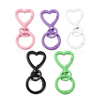 Spray Paint Alloy Swivel Clasps, with Spring Gate Rings, Heart, Mixed Color, 60mm(FIND-K029-01)