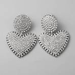 Crystal Rhinestone Heart Dangle Stud Earrings with 925 Sterling Silver Pin, Alloy Long Drop Earrings for Valentine's Day, Platinum, 52mm, Pin: 0.8mm(EJEW-WH0011-27P)