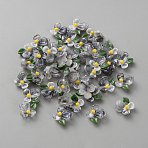 Transparent Resin Cabochons, Flower, with Glitter Powder, Gray, 15x14.5x6.5mm(FIND-CJC0437-024D)