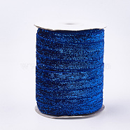 Glitter Sparkle Ribbon, Polyester & Nylon Ribbon, Blue, 3/8 inch(9.5~10mm), about 50yards/roll(45.72m/roll)(SRIB-T002-01B-01)
