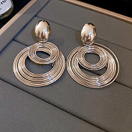 Silver Needle Silver Earrings Fashion Metal Earrings Simple Design Earrings, Platinum, Ring(TV7290-2)