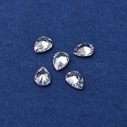 Teardrop-Shaped Cubic Zirconia Cabochons, Faceted & Point Back, Clear, 4x3x1.5mm(ZIRC-TAC0004-02A)