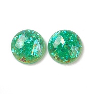 Resin Imitation Opal Cabochons, Flat Back Round, Sea Green, 8x2.5mm(RESI-E042-07A)
