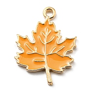 Thanksgiving Day Alloy Enamel Pendants, Light Gold, Maple Leaf, 22.5x17x1.5mm, Hole: 1.6mm(ENAM-D060-01B-KCG)