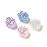 UV Plating Rainbow Iridescent Acrylic Beads, Paw Print, Mixed Color, 13x15.5x10.5mm, Hole: 3mm(PACR-M002-08)