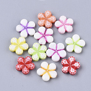 Craft Style Acrylic Beads, Flower, Mixed Color, 14x14.5x4mm, Hole: 1.4mm, about 1219pcs/500g(MACR-S299-035)