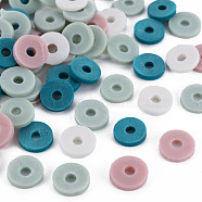 4 Colors Handmade Polymer Clay Beads, Heishi Beads, Disc/Flat Round, Light Blue & Seashell Color & Pale Violet Red & Teal , 8x0.5~1.5mm, Hole: 2mm, about 11500pcs/1000g(CLAY-N011-032-01)