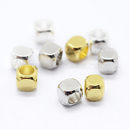 Cube Brass Spacer Beads, , Mixed Color, 4x4x4mm, Hole: 3mm(KK-L015B-01)