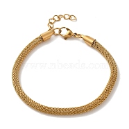 Ion Plating(IP) 304 Stainless Steel Mesh Chain Bracelets, Real 18K Gold Plated, 7-1/4 inch(18.5cm)(BJEW-L673-025G)