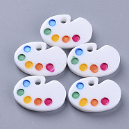 Resin Pendants, Drawing Board Shape, Colorful, 24~25x17x4.5mm, Hole: 3mm(CRES-N021-18)