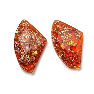 Transparent Epoxy Resin Cabochons, with Gold Foils, Faceted Triangle, Orange Red, 13x8x3mm(CRES-A053-11)