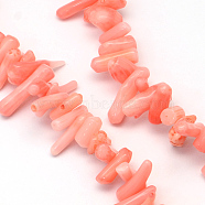 Dyed Chips Sea Bamboo Coral(Imitation Coral) Beads Strands, Salmon, 4~18x2~5x2~4mm, Hole: 0.5mm(X-CORA-Q026-01E)