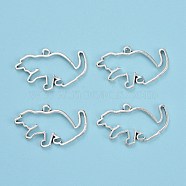 Alloy Open Back Bezel Pendants, For DIY UV Resin, Epoxy Resin, Pressed Flower Jewelry, Mouse, Antique Silver, 24.5x41.5x3mm, Hole: 2mm(PALLOY-R098-19AS)