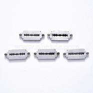 201 Stainless Steel Links Connectors, Laser Cut, Blade Shape, Stainless Steel Color, 7x19x1.5mm, Hole: 1.2~1.5mm(STAS-S114-39)