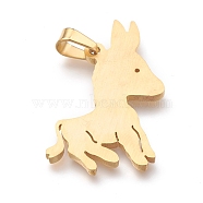 304 Stainless Steel Pendants, Burro, Golden, 34.5x24x2mm, Hole: 7x4mm(STAS-O138-01G)