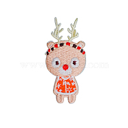 Christmas Themed Computerized Embroidery Cloth Self Adhesive Patches, Stick On Patch, Costume Accessories, Appliques, Deer, 60x30mm(XMAS-PW0001-096E)