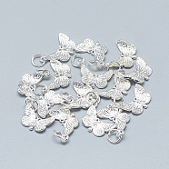 925 Sterling Silver Pendants, with 925 Stamp, with Jump Ring, Butterfly, Silver, 16x12x2mm, Hole: 4mm(X-STER-T002-74S)