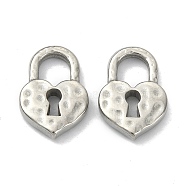 304 Stainless Steel Pendants, Heart Pad Lock Charm, Stainless Steel Color, 17.3x12x3.3mm, Hole: 5x6mm(STAS-E191-14P)